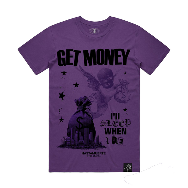 希少　Muerte Tシャツ Lサイズ GET MONEY Hasta Muerte - Purp Money Bag Tee – FUTURE RFRNCE
